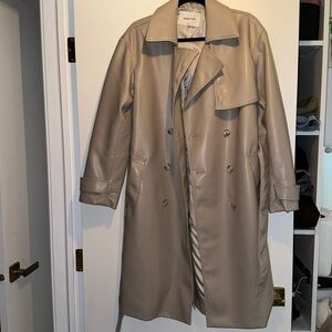 Babaton Taupe Faux Leather Trench Coat